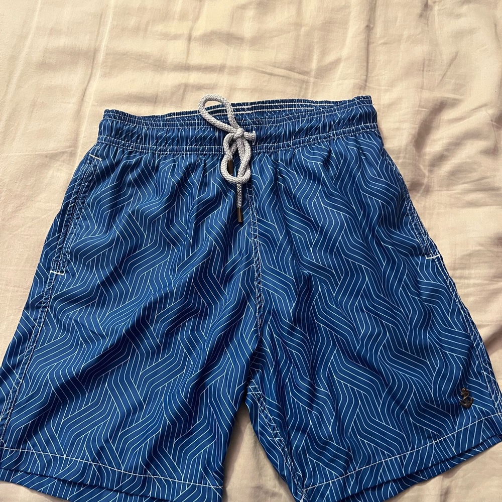 Wave Pattern Blue Men's Swim Trunks